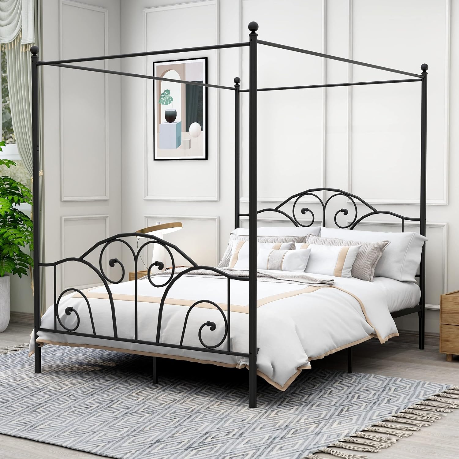 Canopy Bed Frame Metal Queen - Base de Cama de Metal con