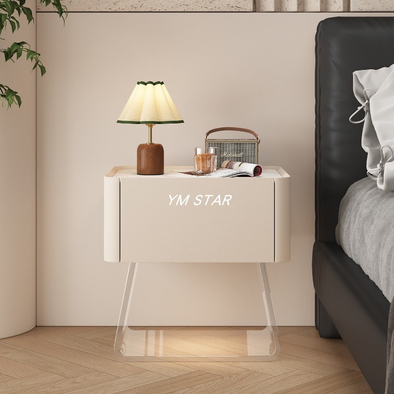 Solid Wood Nightstand 2 Drawers - Organizador moderno para mesita de noche,