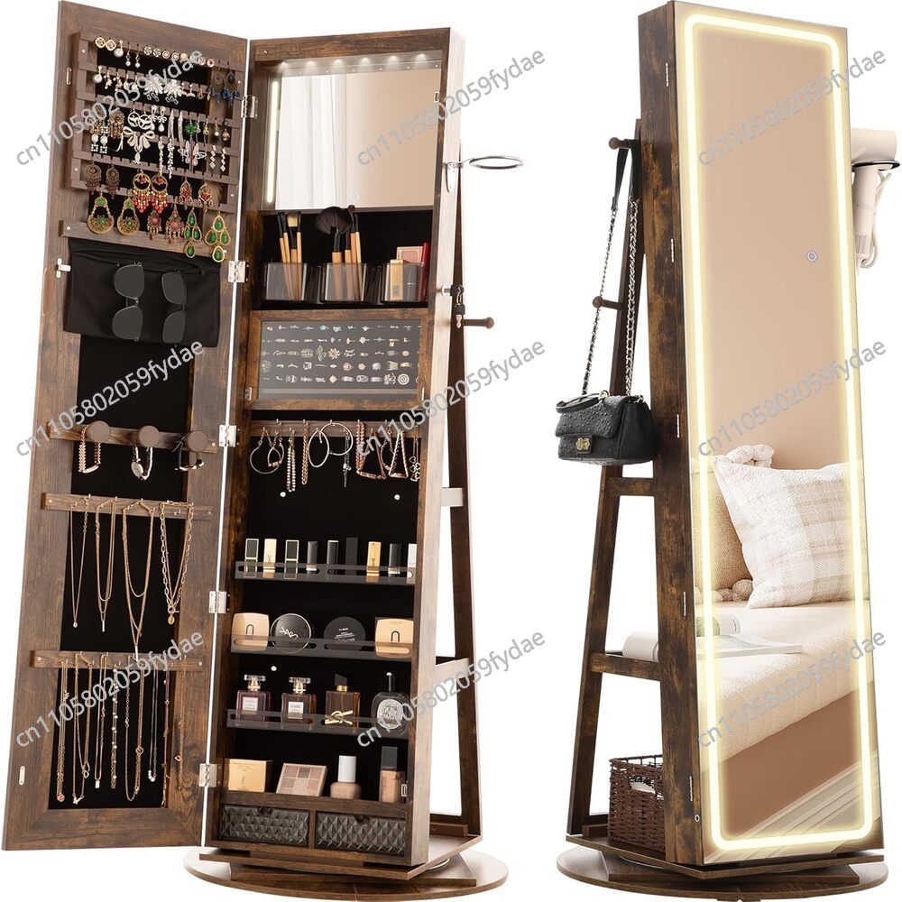 Full Length Mirror Jewelry Armoire - Gabinete de Joyería con Espejo, 360°