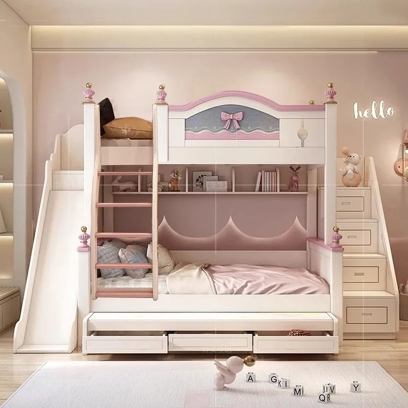 Bunk Bed With Stairs And Slide - Litera de madera maciza personalizada barata,