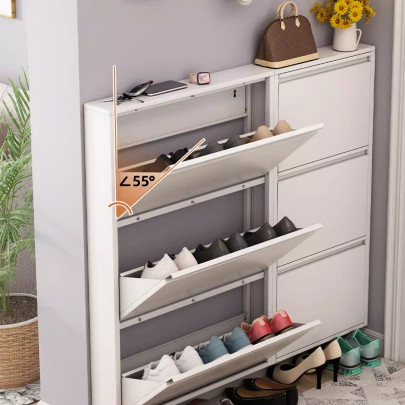 Shoe Rack Cabinet Narrow Entryway - Zapatero Moderno y Delgado, Estante Abatible