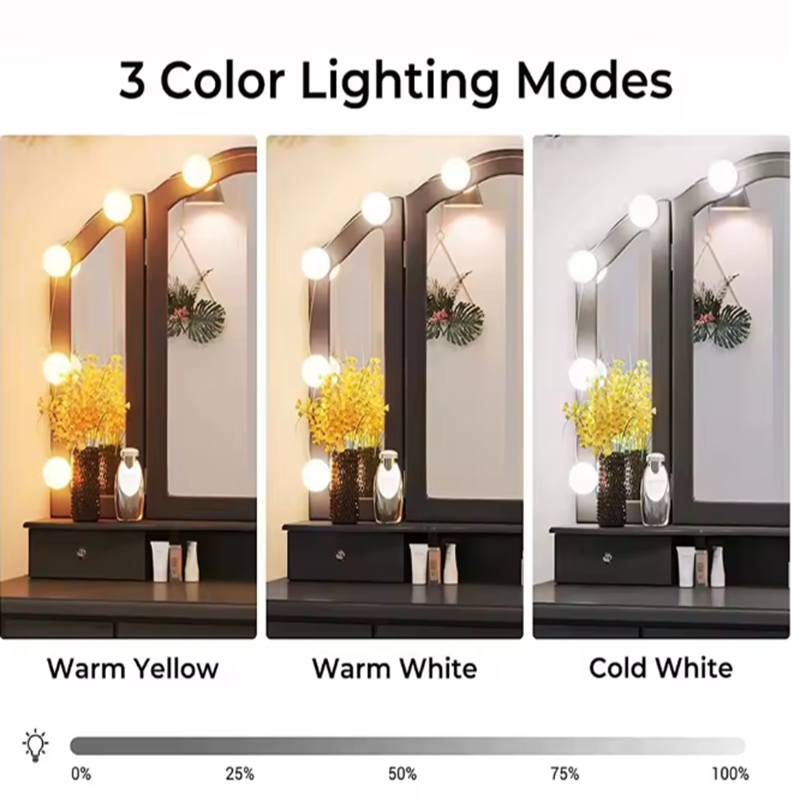 Dressing Table Vanity With Lighted Mirror - Bombillas LED Desmontables para Espejo de