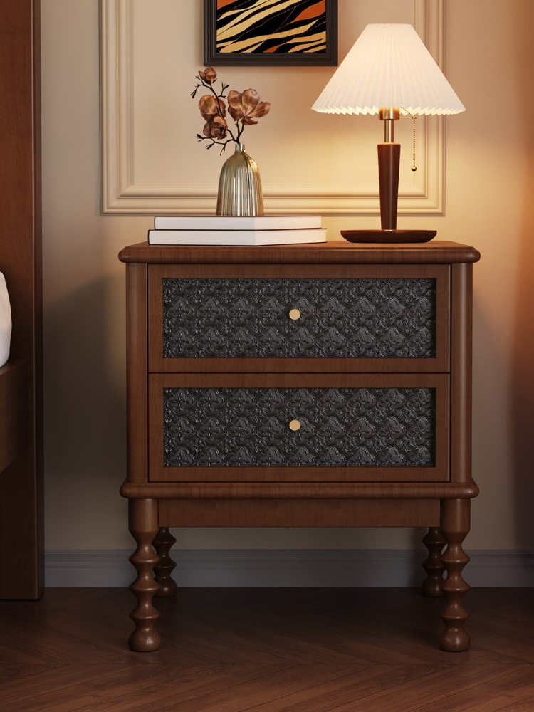 Solid Wood Nightstand 2 Drawers - Mesitas de noche vintage, muebles de