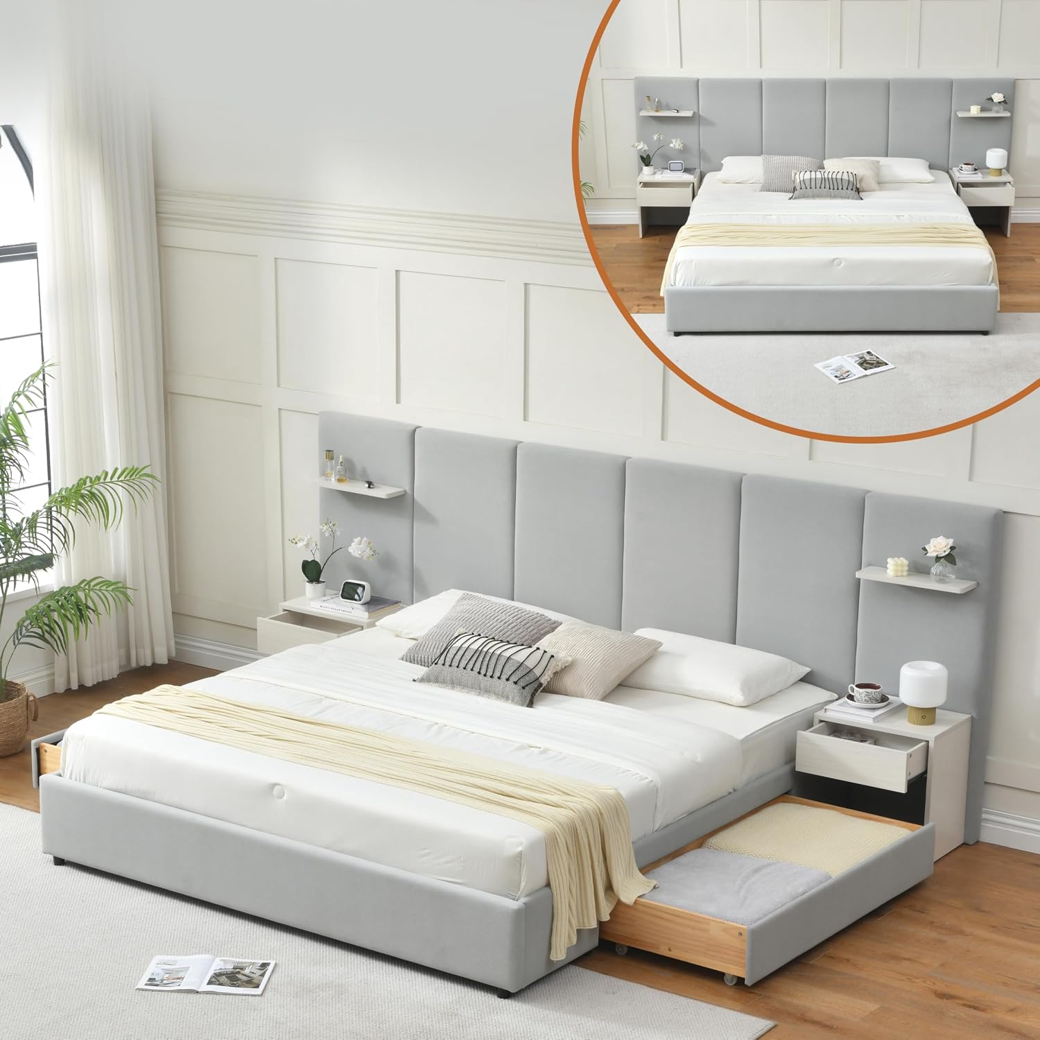 King Size Bed Frame With Storage Drawers - Base de Cama King Size con