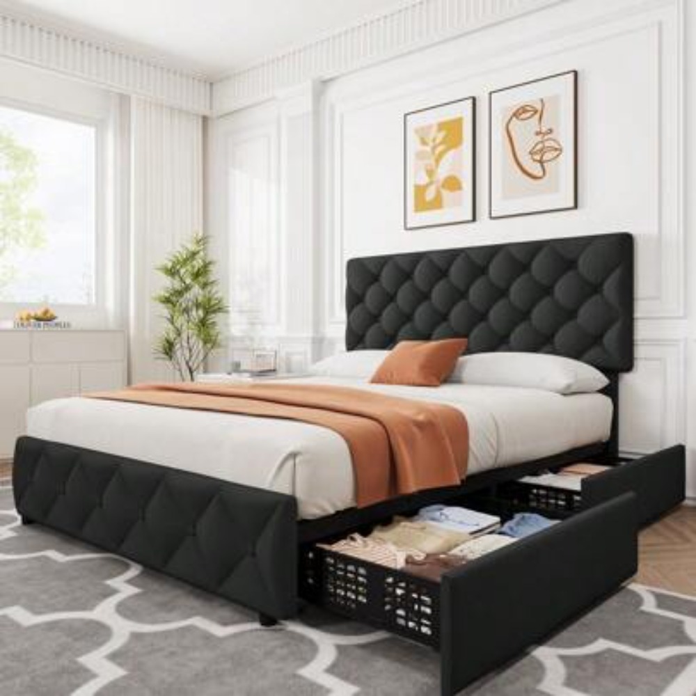 King Size Bed Frame With Storage Drawers - Base de Cama Matrimonial/Queen/King con 4