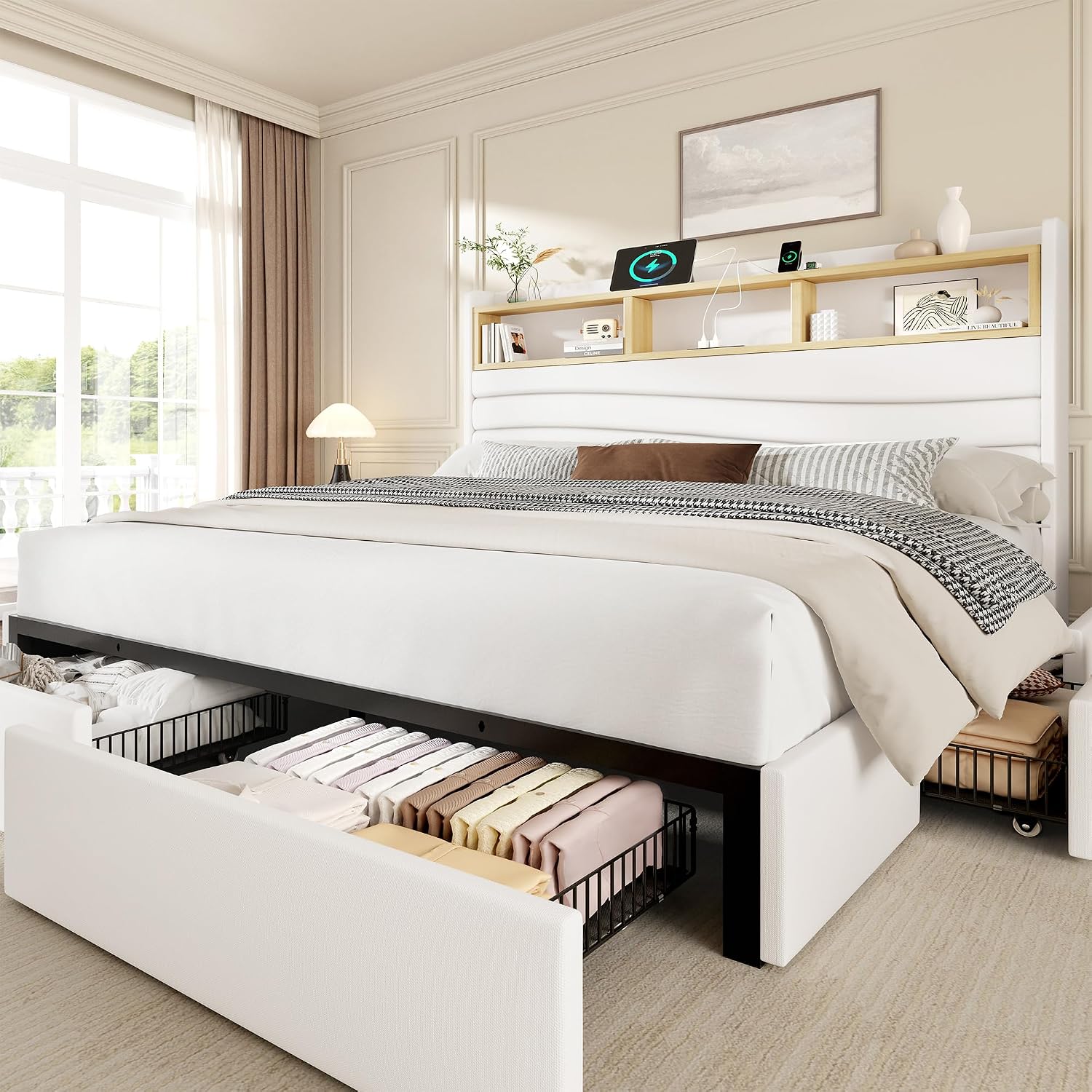 King Size Bed Frame With Storage Drawers - Base de Cama King Size con