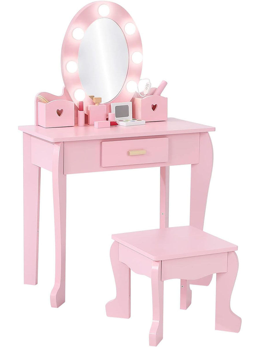 Dressing Table Vanity With Lighted Mirror - Juego de tocador y taburete para