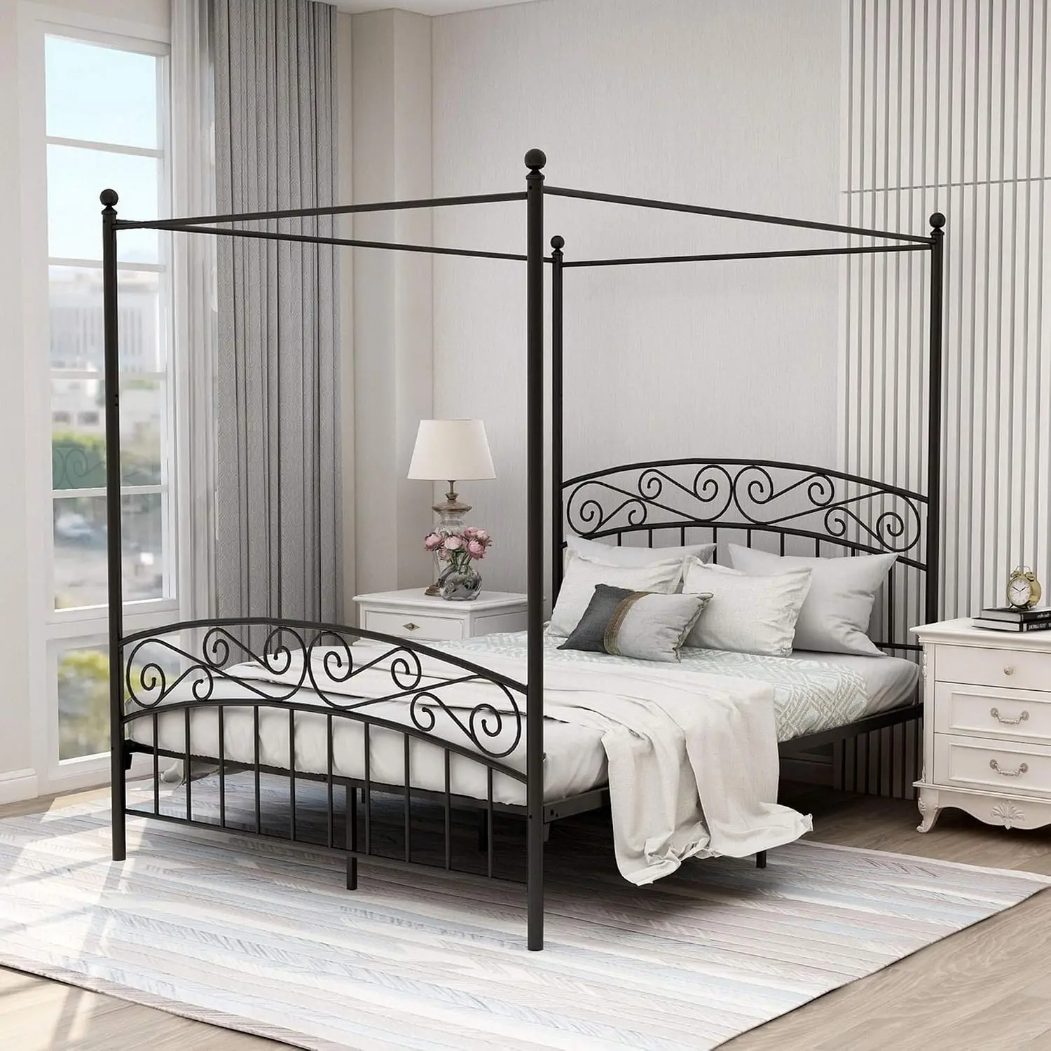 Canopy Bed Frame Metal Queen - Base de Cama con Dosel Tamaño