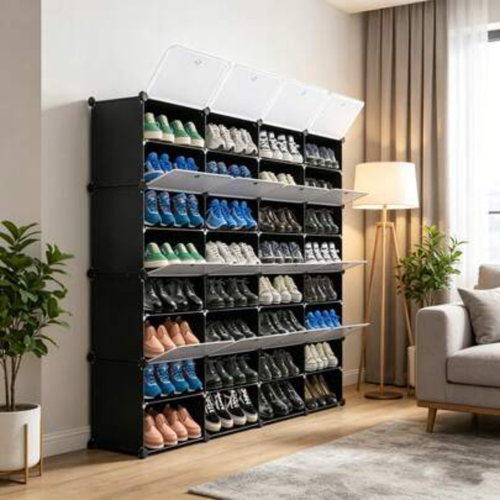 Shoe Rack Cabinet Narrow Entryway - Organizador de zapatos portátil de 8