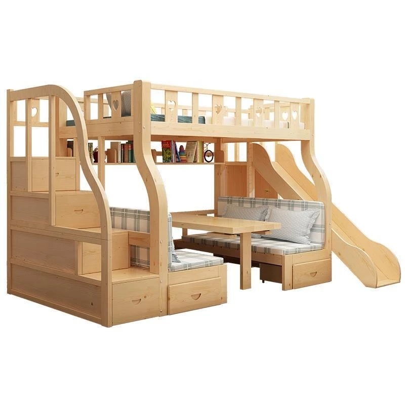 Bunk Bed With Stairs And Slide - -Para litera multifunción, cajones de almacenamiento
