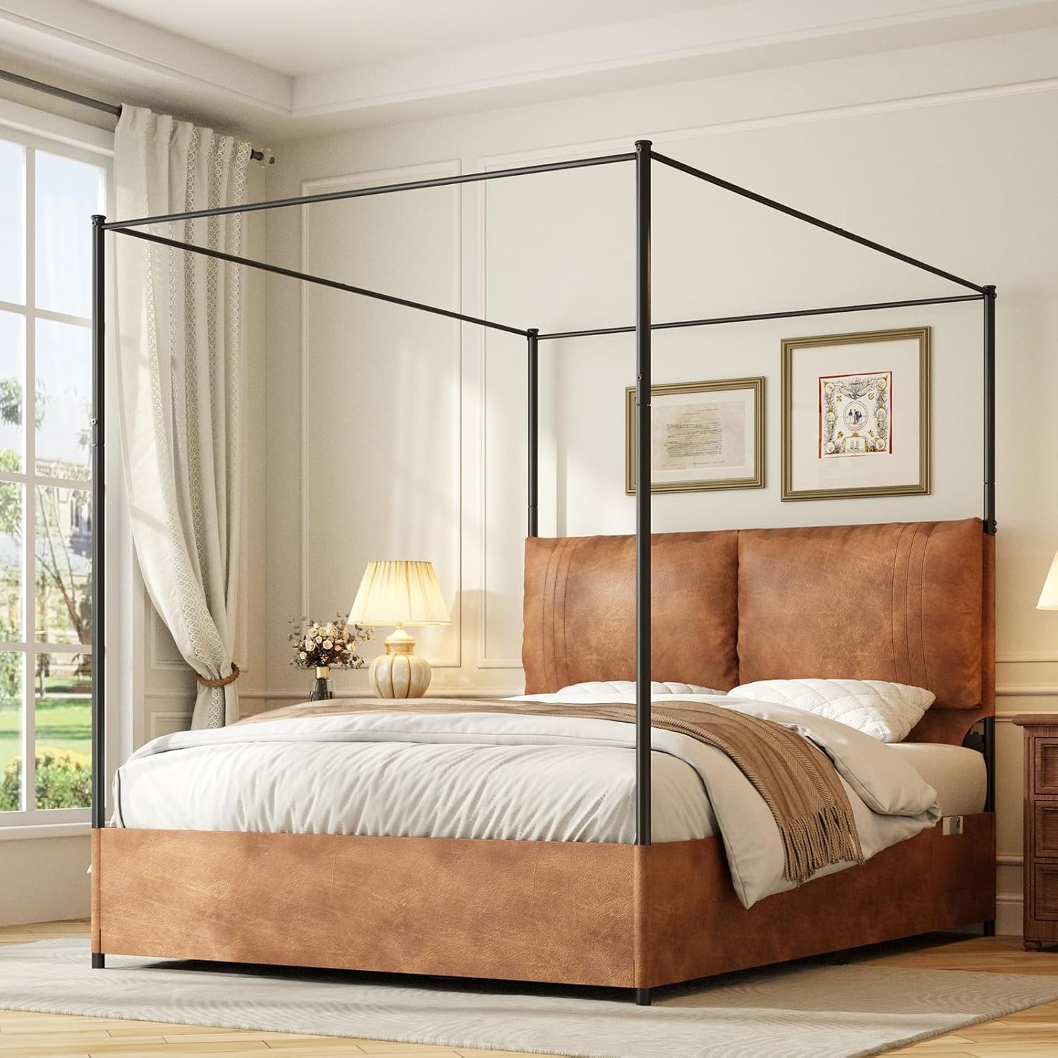 Canopy Bed Frame Metal Queen - Base de Cama Queen con Dosel