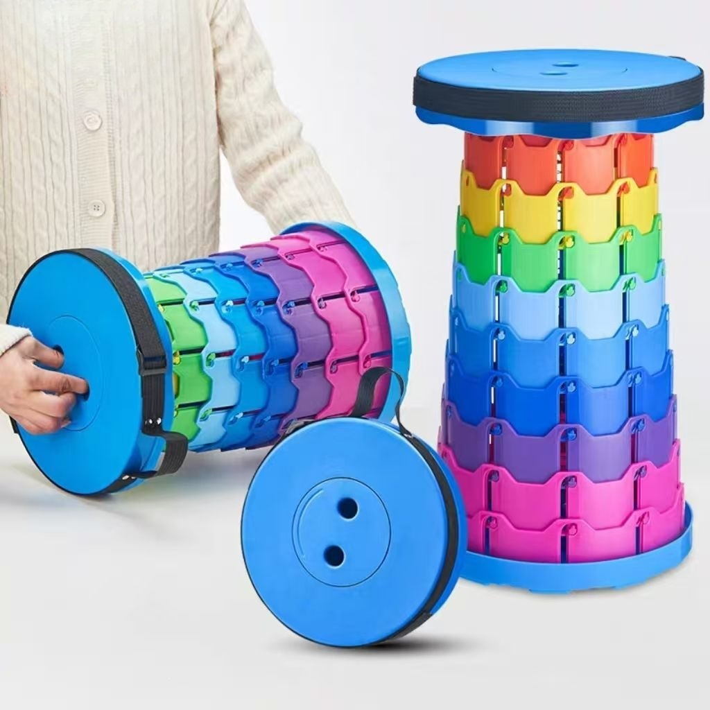 Outdoor Furniture - Taburete Telescópico Plegable Rainbow para Camping,