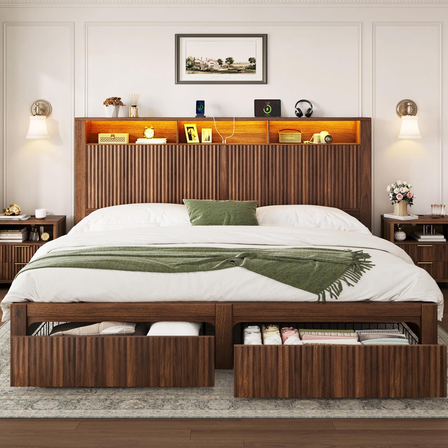 King Size Bed Frame With Storage Drawers - Base de Cama King Size con
