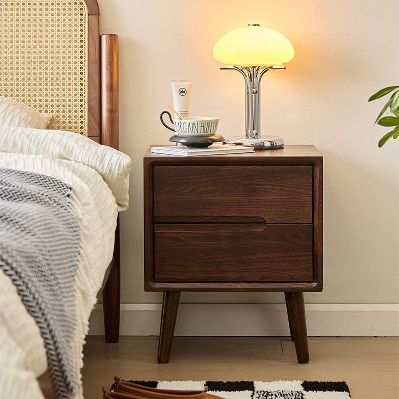 Solid Wood Nightstand 2 Drawers - Mesitas de noche de madera, mesitas