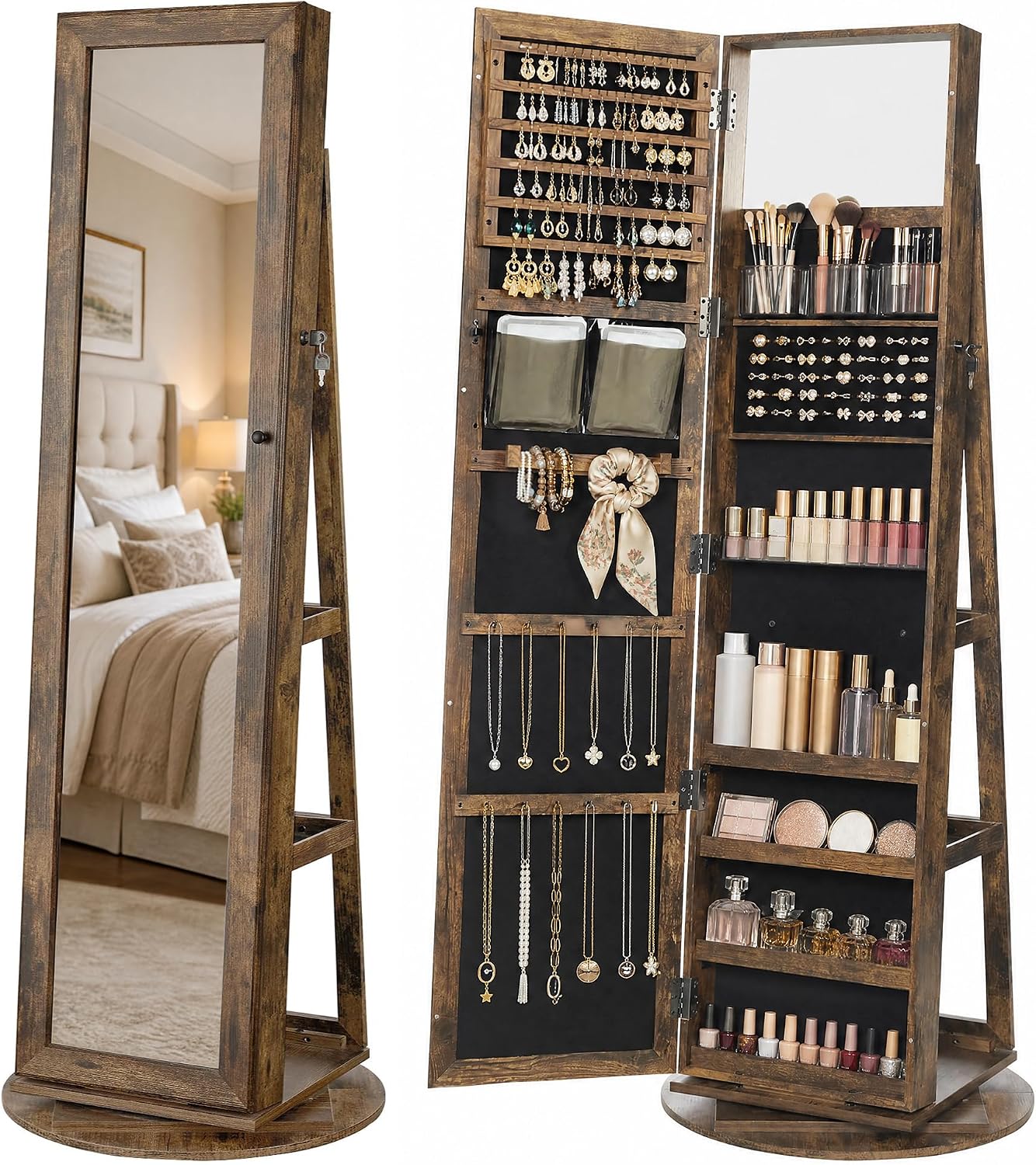 Full Length Mirror Jewelry Armoire - Armario de Joyería con Espejo de