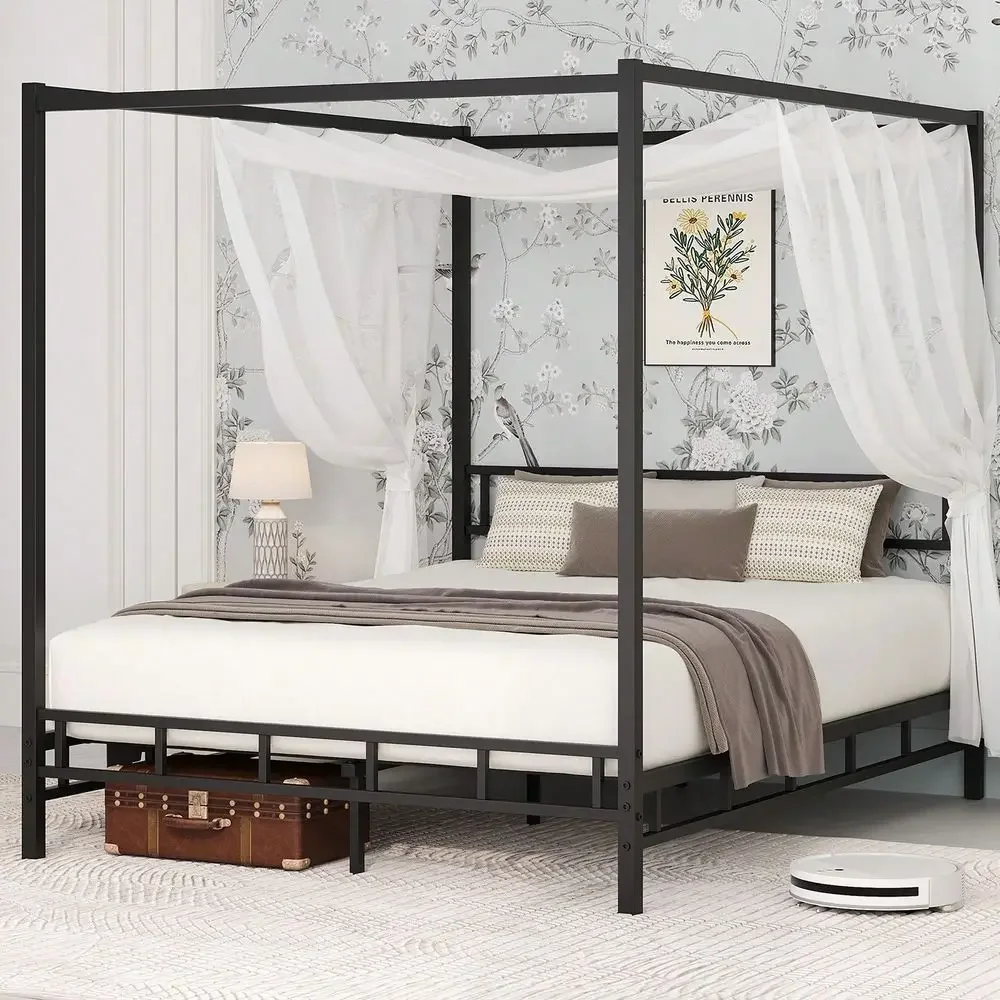 Canopy Bed Frame Metal Queen - Base de Cama con Estructura Metálica,