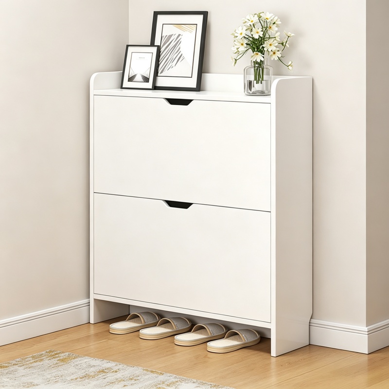 Shoe Rack Cabinet Narrow Entryway - Mueble organizador de zapatos de madera