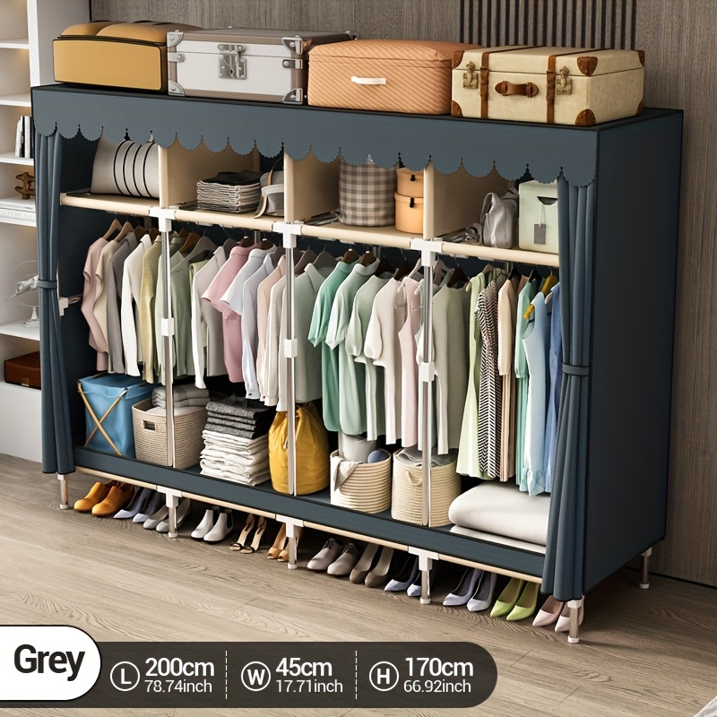 Wardrobe Closet Portable Fabric Cover - Organizador de armario portátil con marco