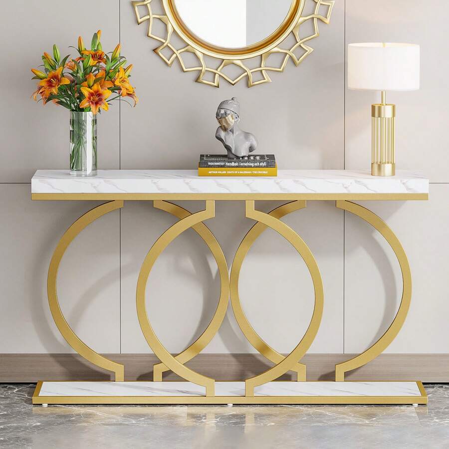 Tables - Mesa Consola Moderna Dorada de un
