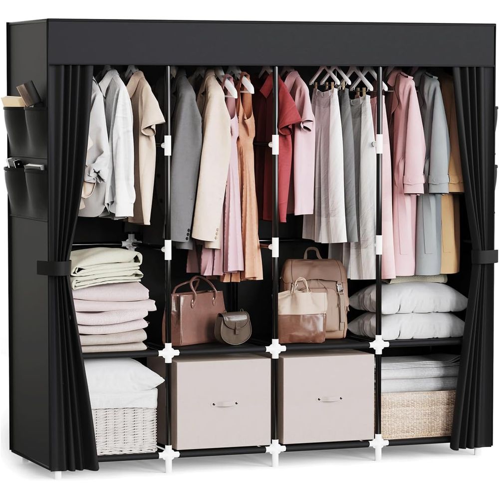 Wardrobe Closet Portable Fabric Cover - Organizador de Ropa con 4 Barras