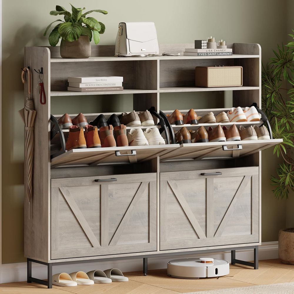 Shoe Rack Cabinet Narrow Entryway - Mueble para guardar zapatos con 4