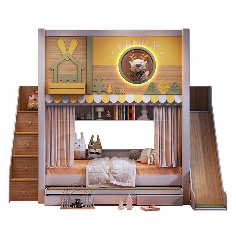 Bunk Bed With Stairs And Slide - Cama litera infantil moderna con temática