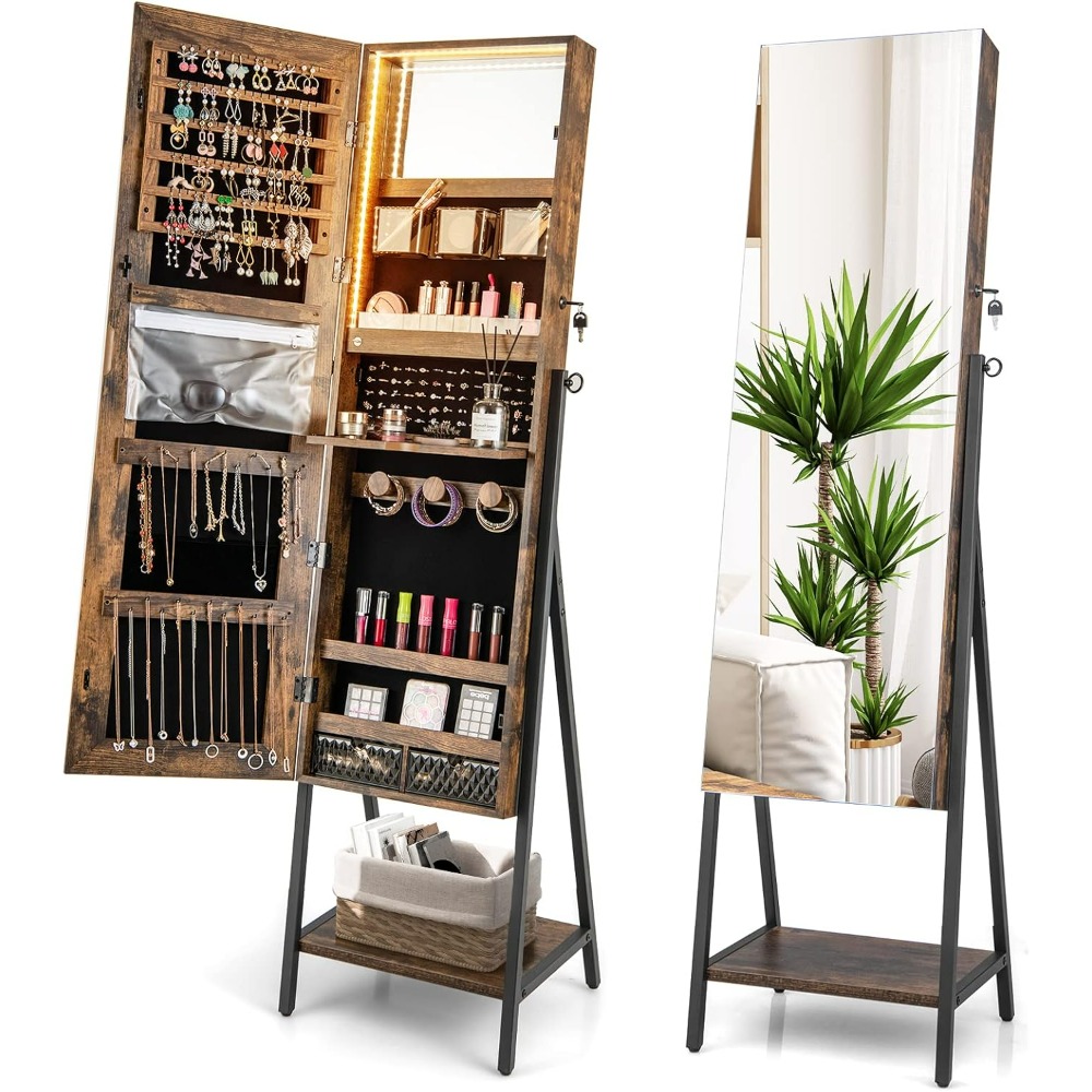 Full Length Mirror Jewelry Armoire - CHARMAID Armario de Joyería con Espejo