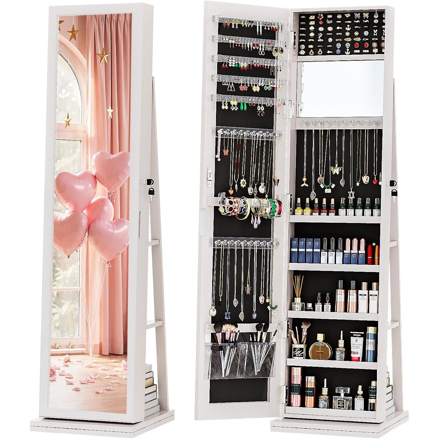 Full Length Mirror Jewelry Armoire - Armario de Joyas 4 en 1,