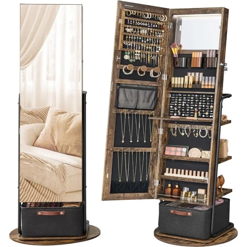 Full Length Mirror Jewelry Armoire - l 360 ° Gabinete de joyería