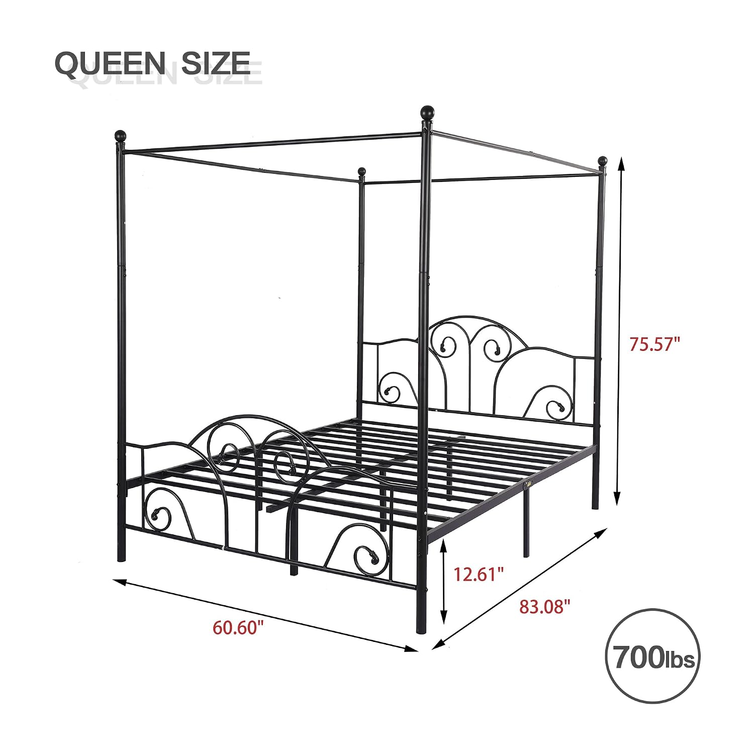 Base de Cama de Metal con Told - Canopy Bed Frame Metal Queen reseña y precio