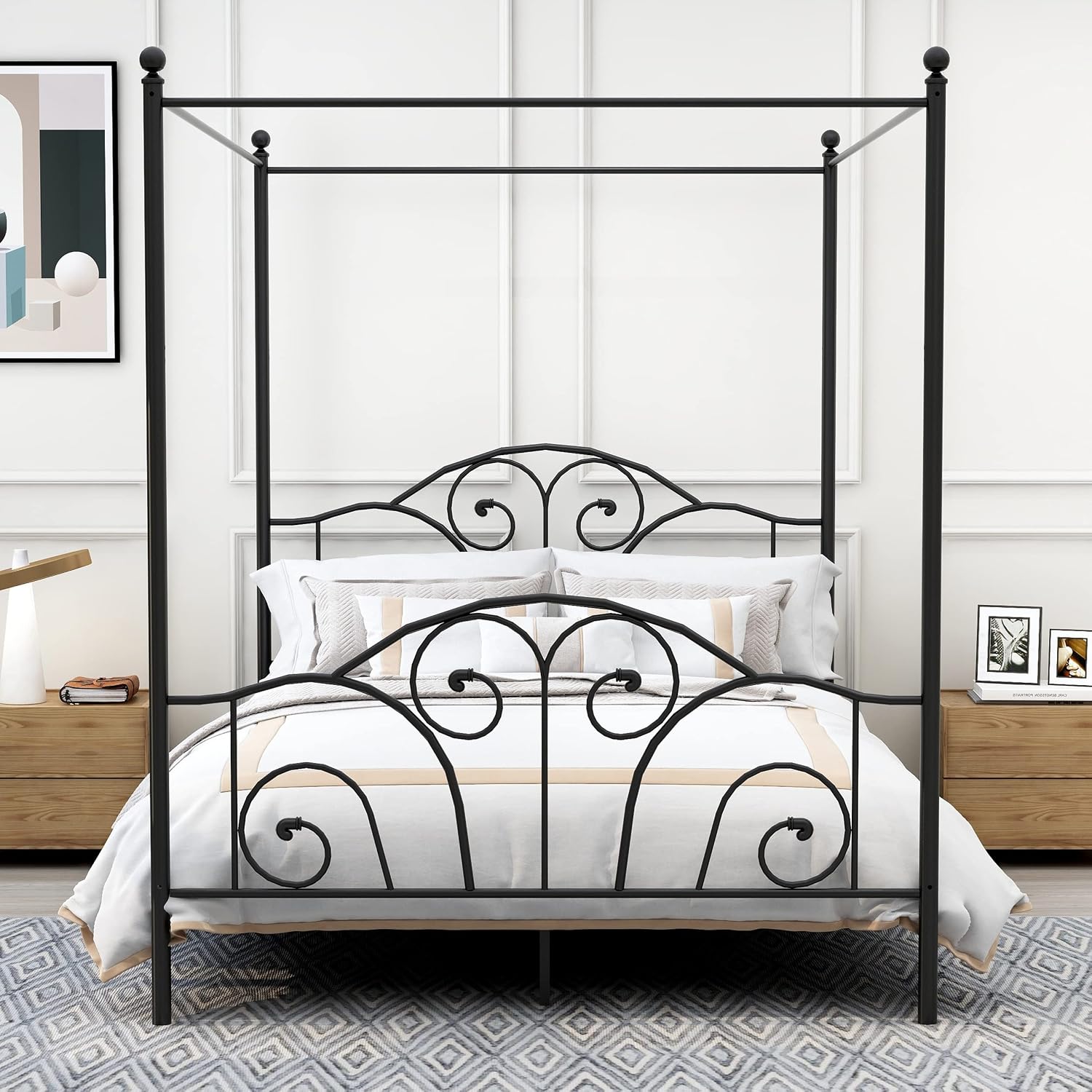 Base de Cama de Metal con Told - Canopy Bed Frame Metal Queen reseña y precio