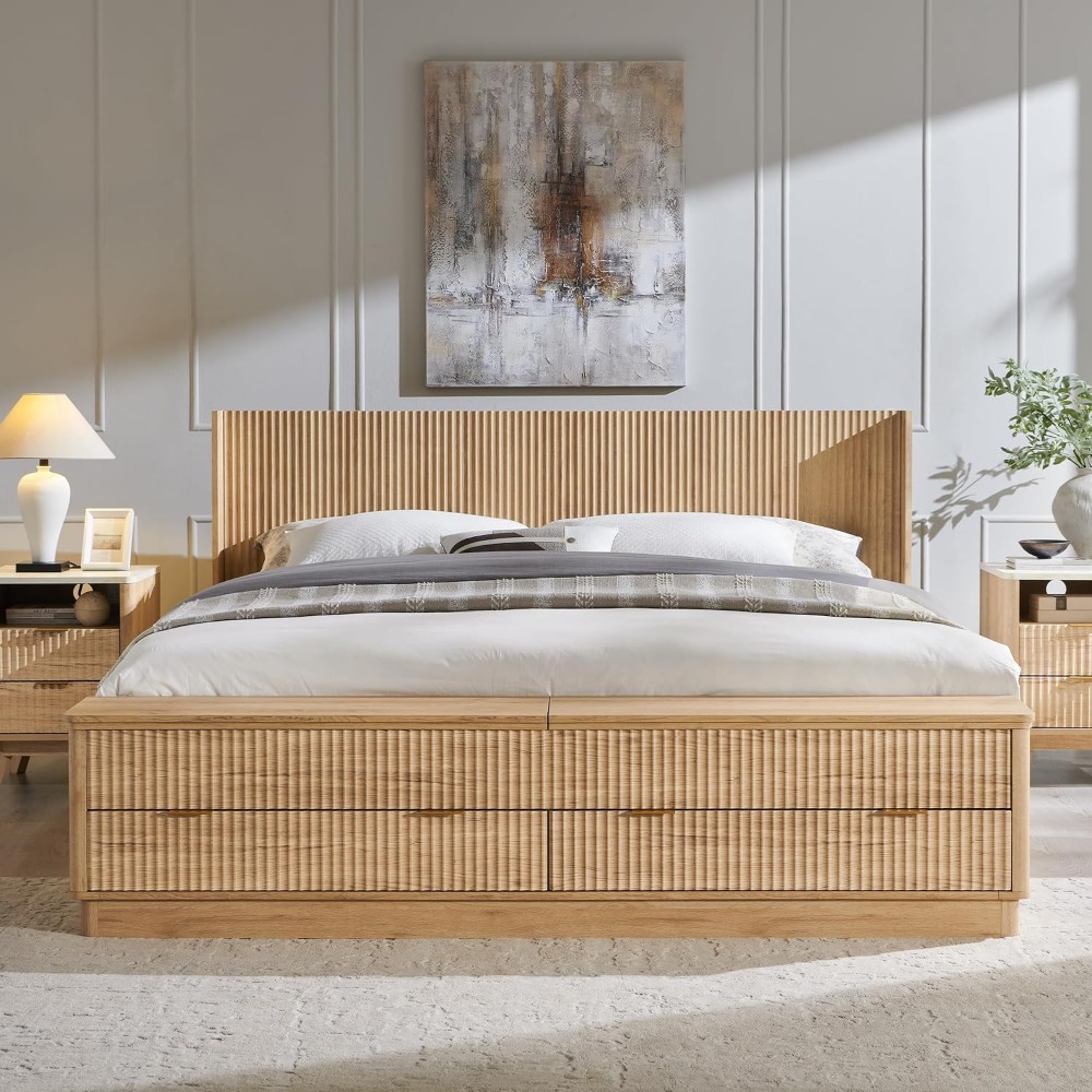 Base de Cama King Size con Ban - King Size Bed Frame With Storage Drawers reseña y precio