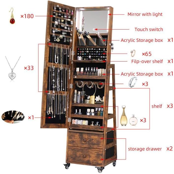 Armario Giratorio para Joyas c - Full Length Mirror Jewelry Armoire reseña y precio