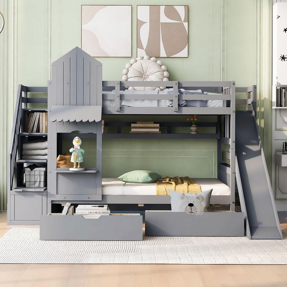 Cama litera para niños emave c - Bunk Bed With Stairs And Slide reseña y precio