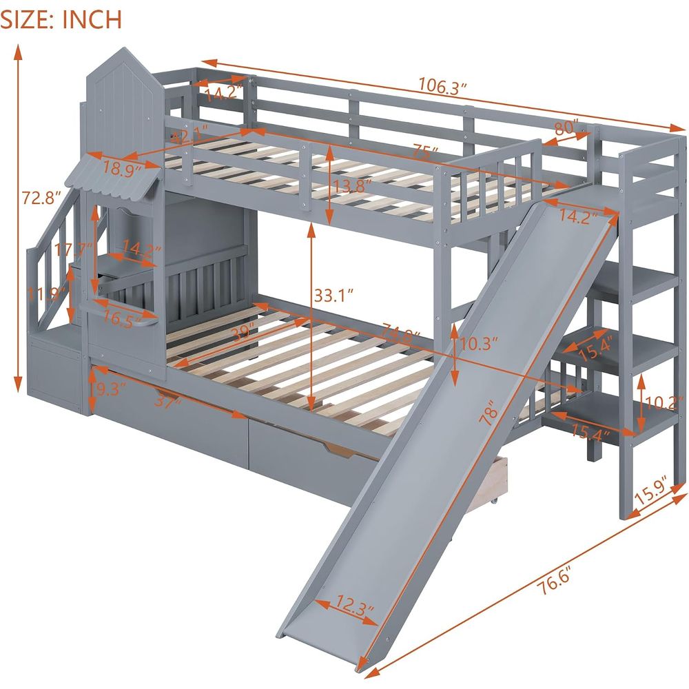 Cama litera para niños emave c - Bunk Bed With Stairs And Slide reseña y precio