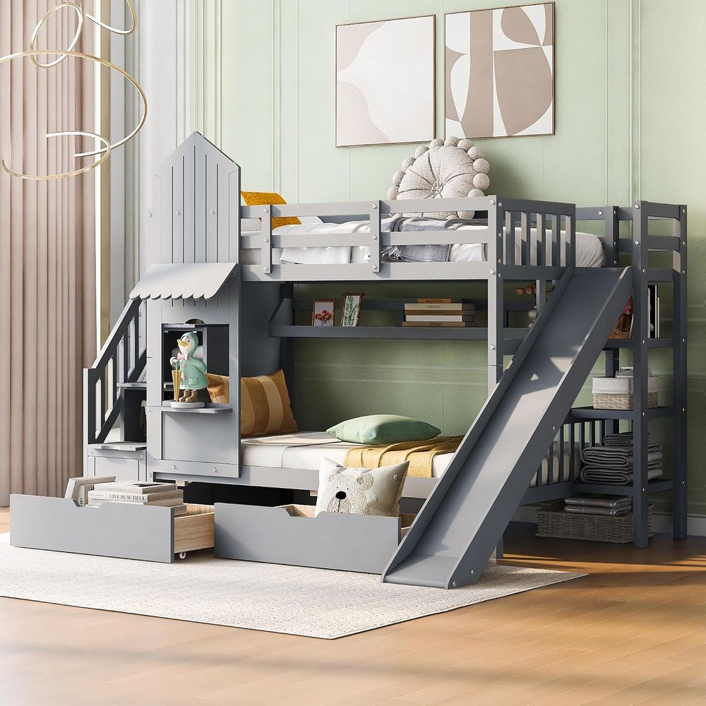 Cama litera para niños emave c - Bunk Bed With Stairs And Slide reseña y precio