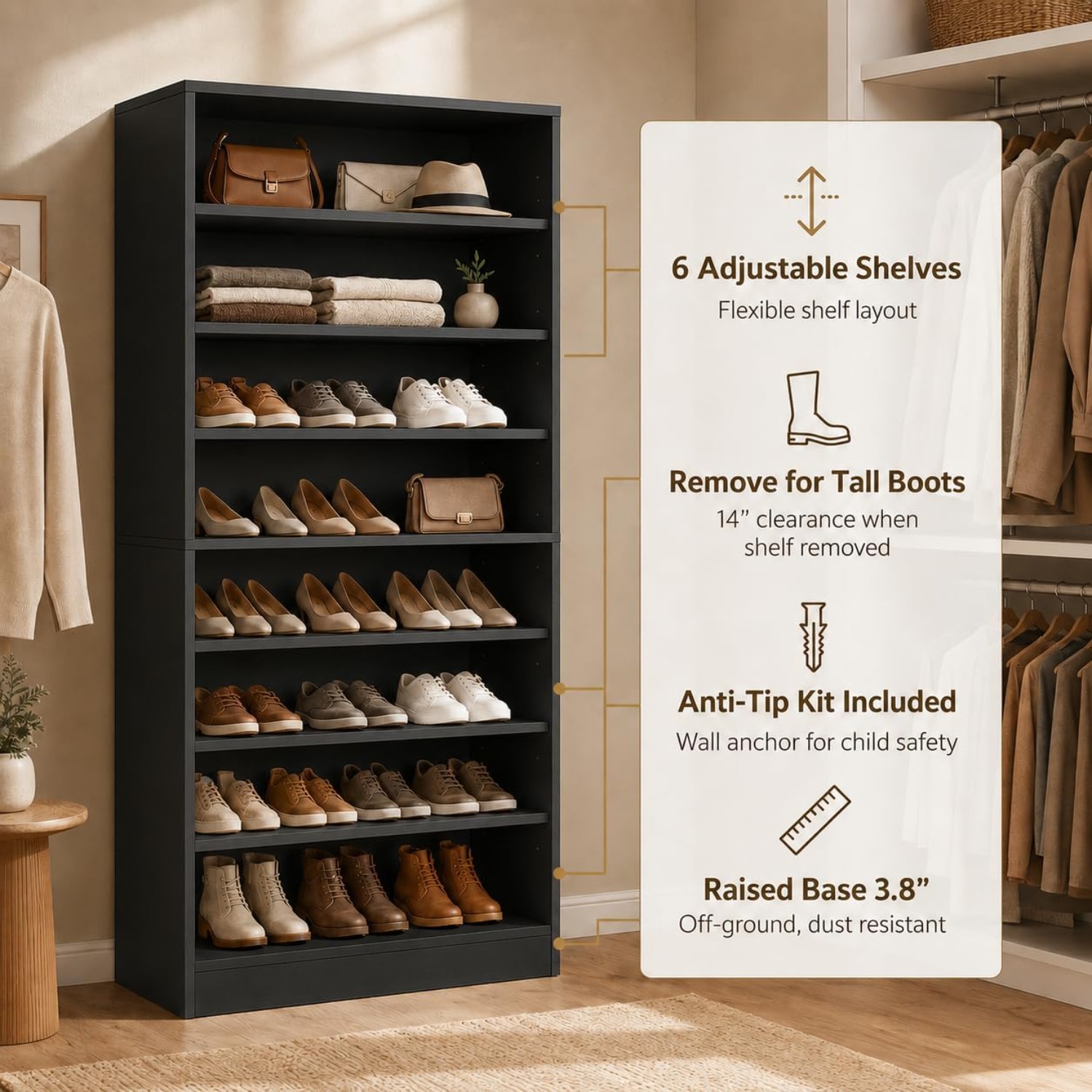 Zapatero alto de 9 niveles par - Shoe Rack Cabinet Narrow Entryway reseña y precio