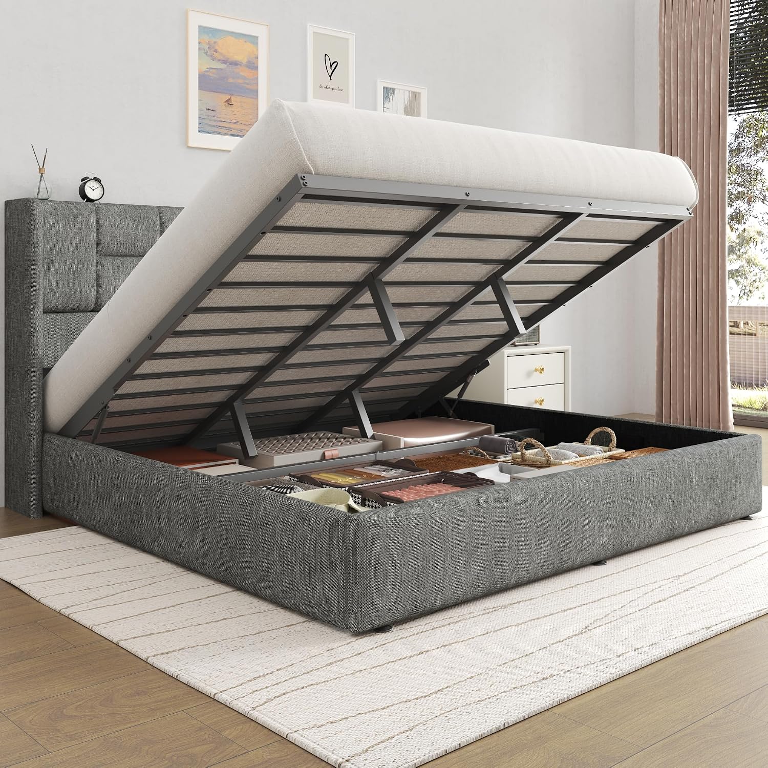Base de Cama King Size con Ele - Gas Lift Storage Bed Hydraulic reseña y precio