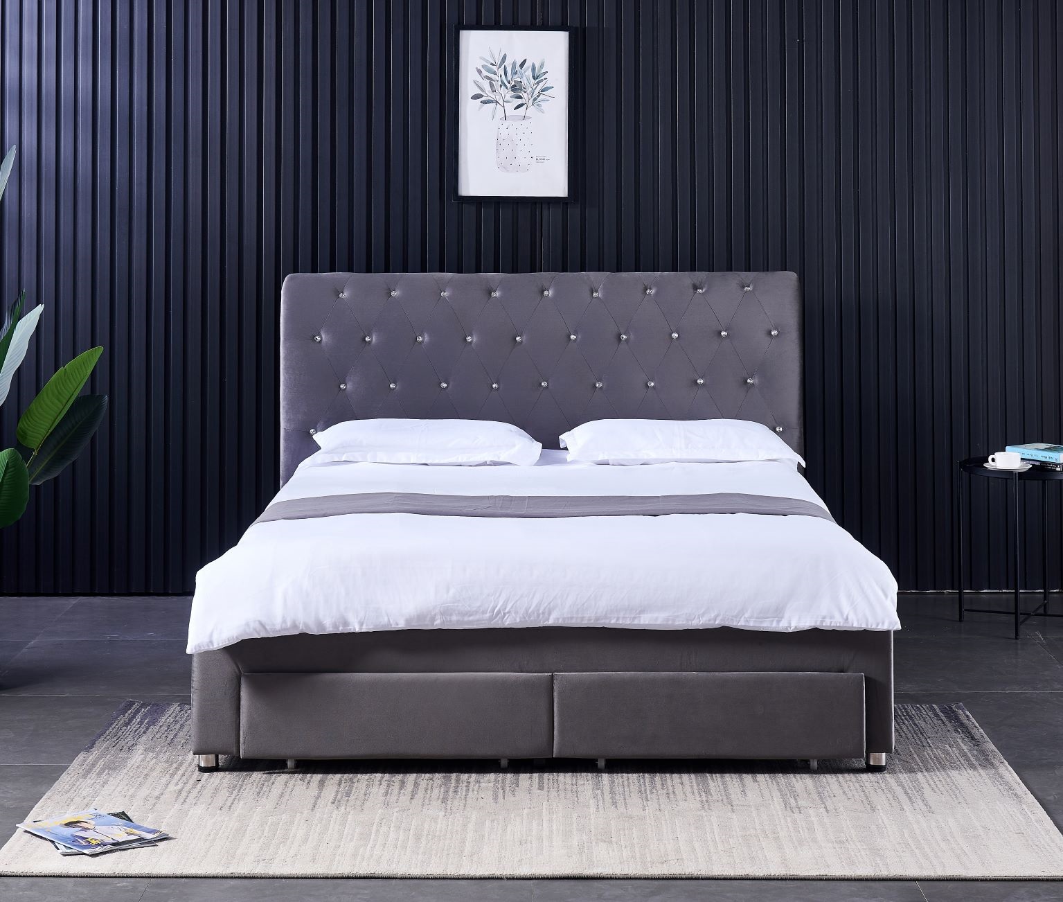 Base de Cama Doble Moderna con - King Size Bed Frame With Storage Drawers reseña y precio