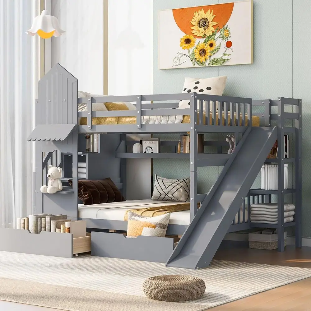 Cama litera tamaño matrimonial - Bunk Bed With Stairs And Slide reseña y precio