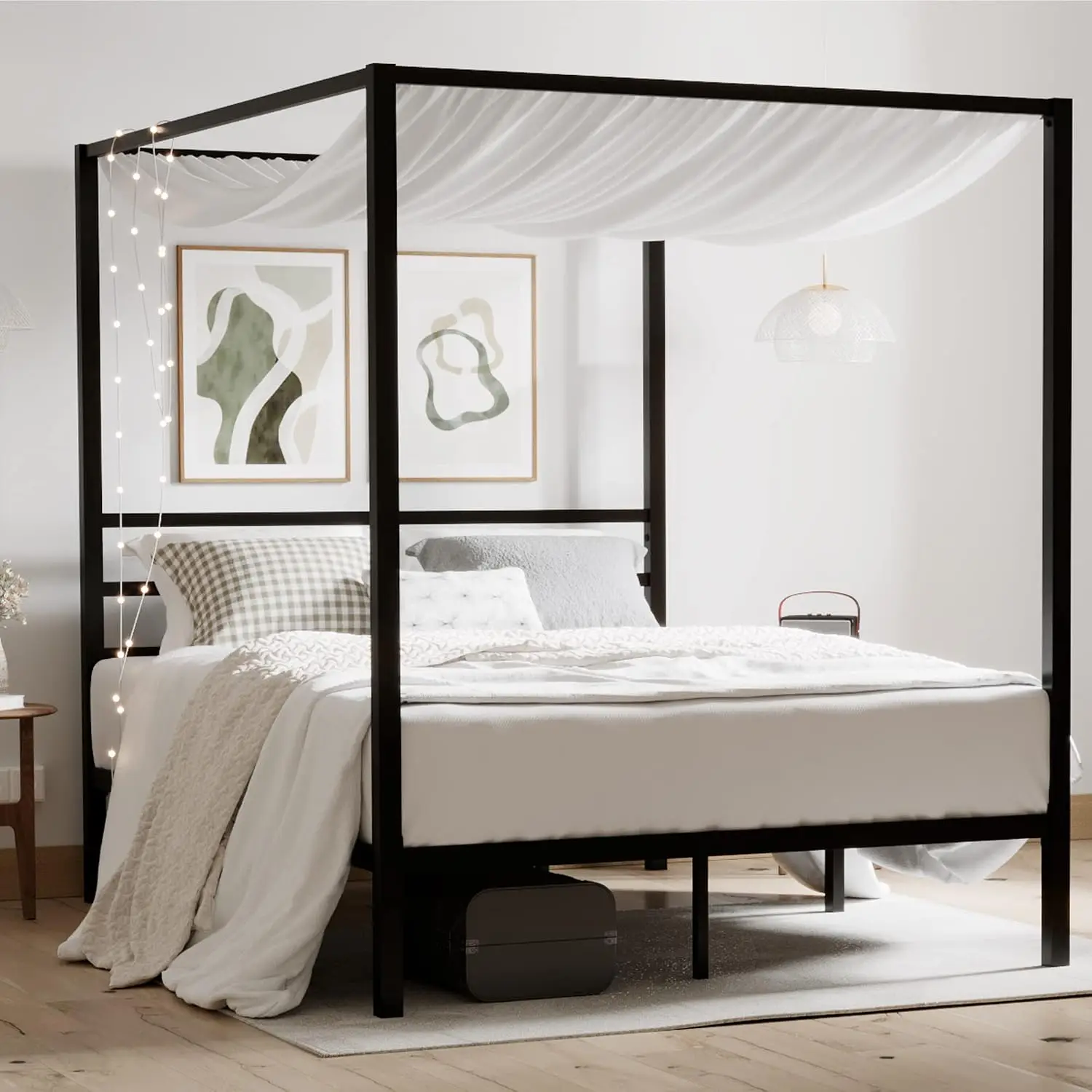 Base de Cama con Toldo de Meta - Canopy Bed Frame Metal Queen reseña y precio