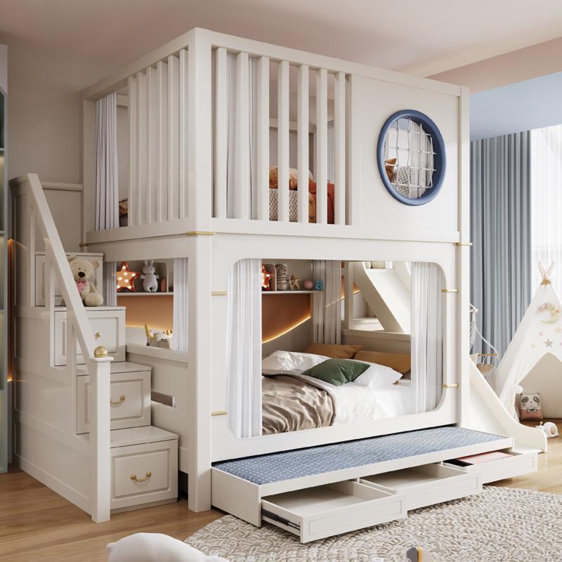 Camas literas infantiles con t - Bunk Bed With Stairs And Slide reseña y precio