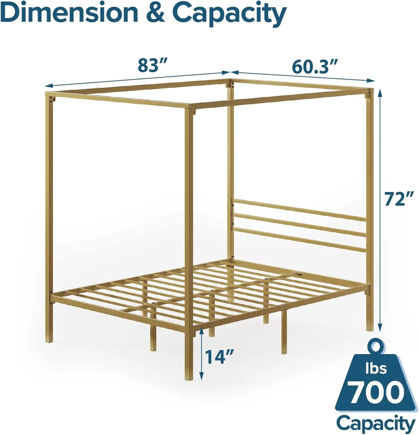 Base de Cama con Plataforma y  - Canopy Bed Frame Metal Queen reseña y precio