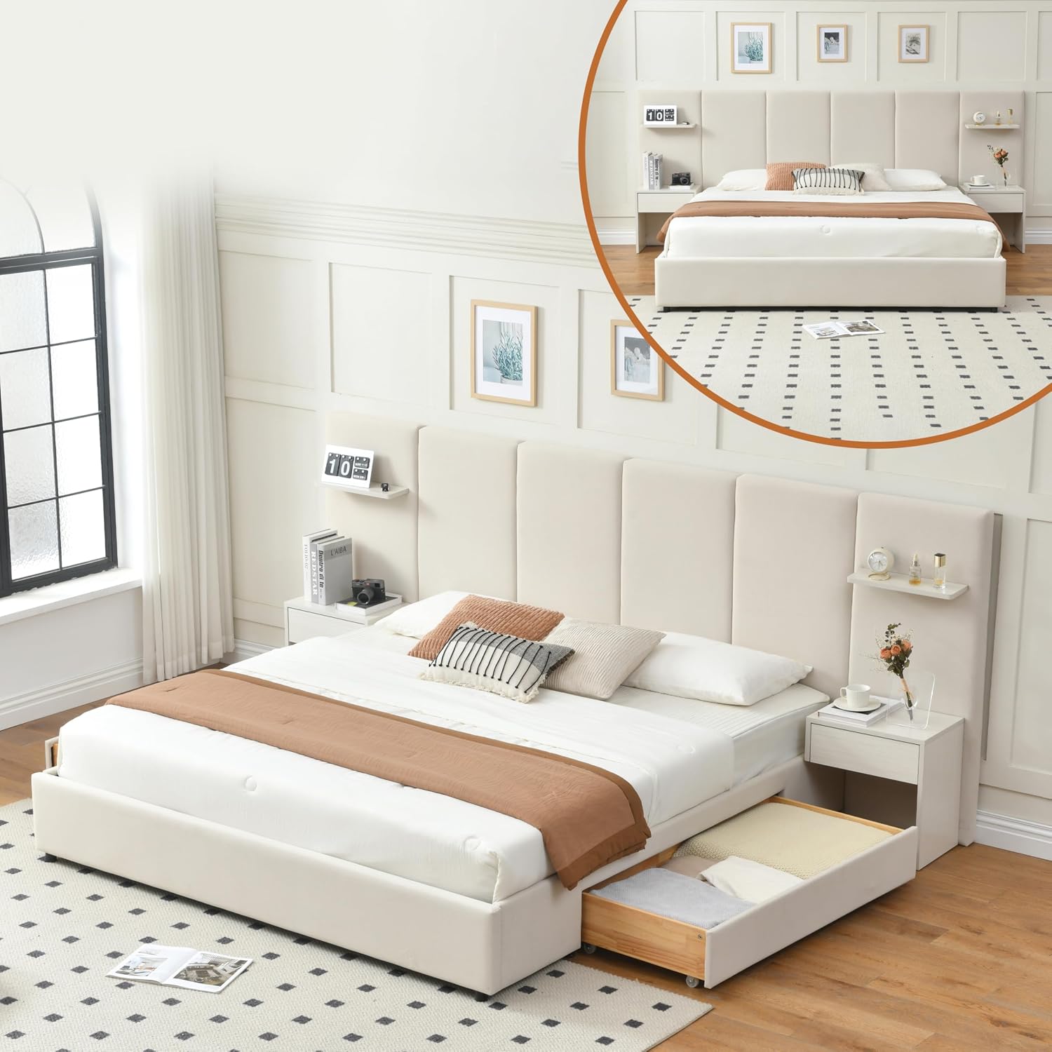Base de Cama King Size con Alm - King Size Bed Frame With Storage Drawers reseña y precio