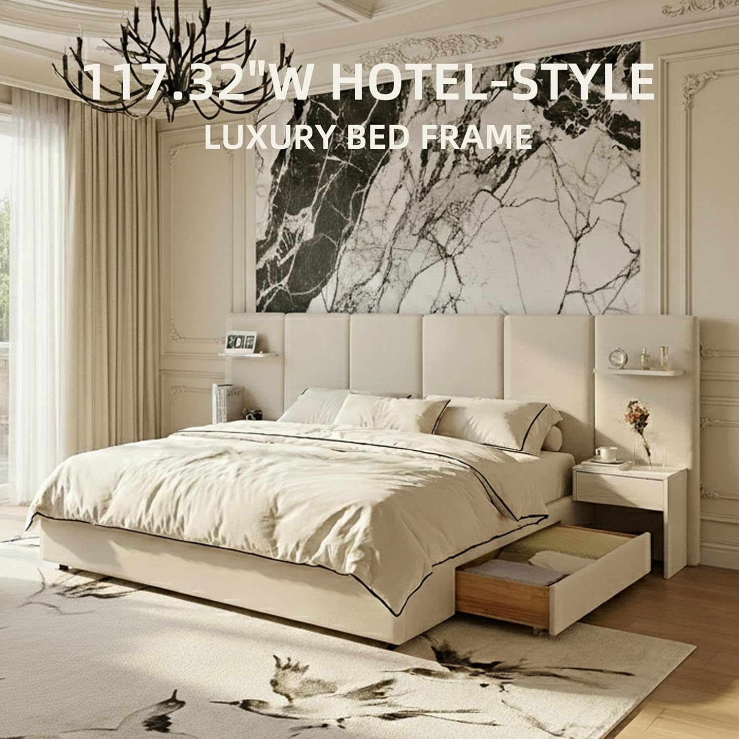 Base de Cama King Size con Alm - King Size Bed Frame With Storage Drawers reseña y precio