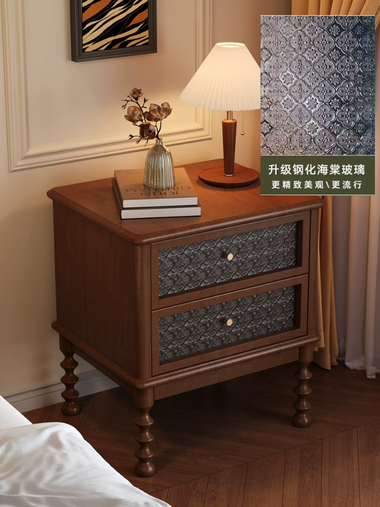 Mesitas de noche vintage, mueb - Solid Wood Nightstand 2 Drawers reseña y precio