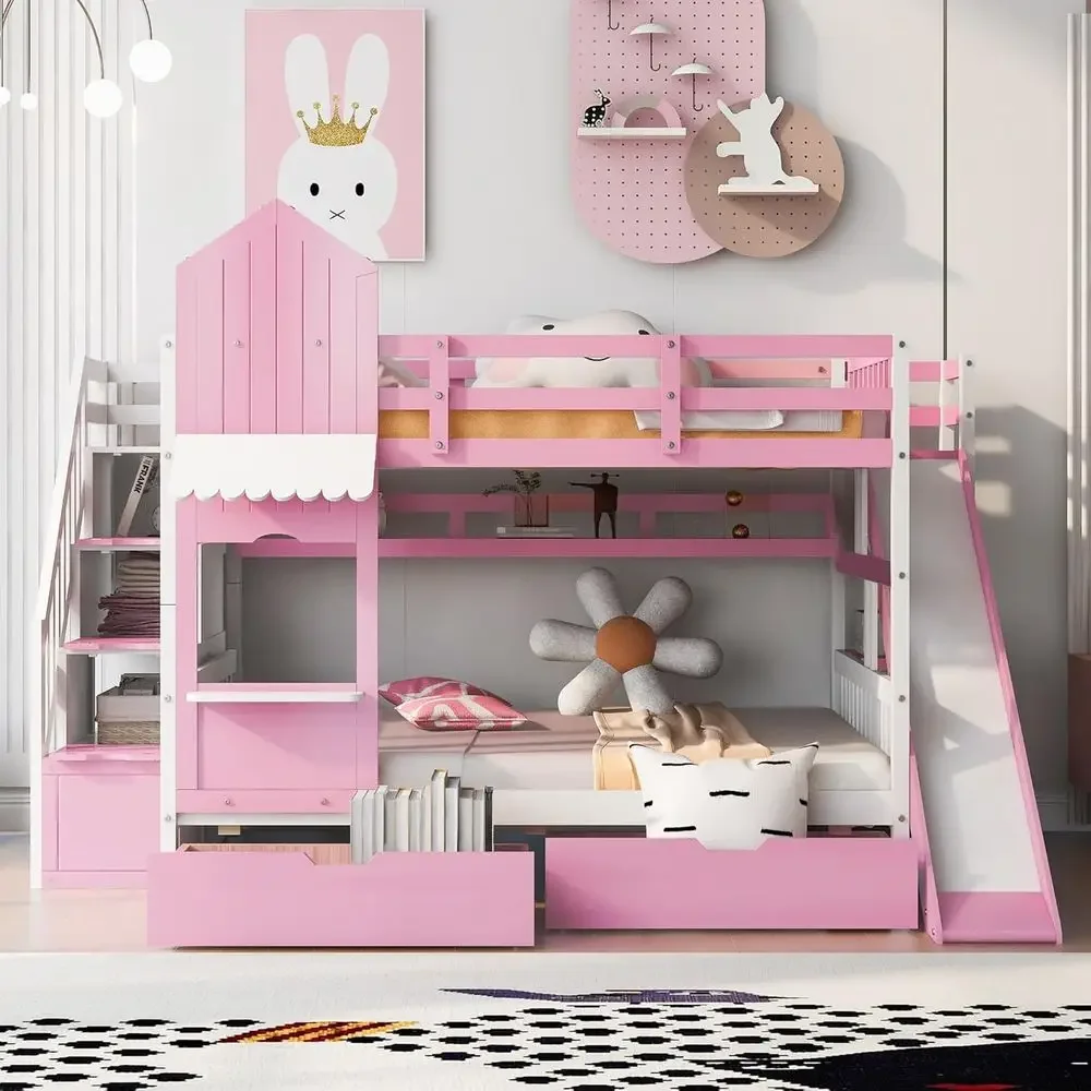 Cama litera infantil con escal - Bunk Bed With Stairs And Slide reseña y precio