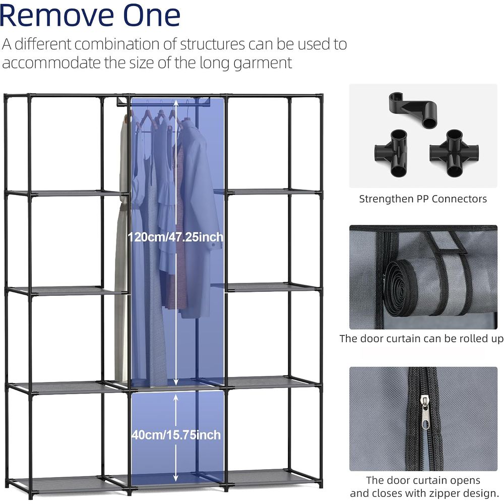 Armario portátil, armario con  - Wardrobe Closet Portable Fabric Cover reseña y precio