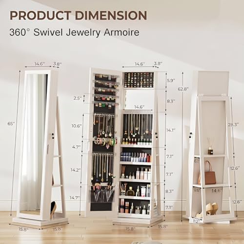 360 °   Armario Giratorio para - Full Length Mirror Jewelry Armoire reseña y precio