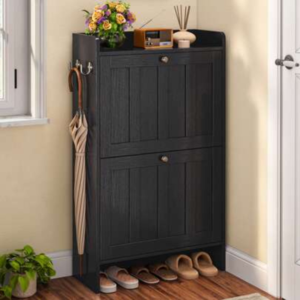 Zapatero con 2 cajones abatibl - Shoe Rack Cabinet Narrow Entryway reseña y precio